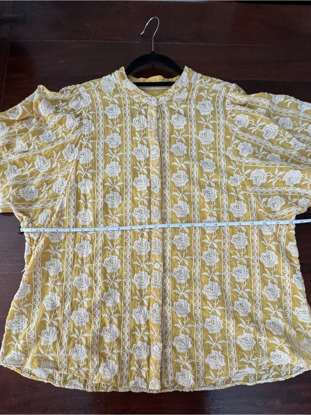 Pilcro by Anthropologie Yellow Embroidered Cotton Button Front Blouse XL - Picture 3 of 11